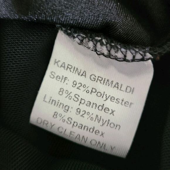 Karina Grimaldi‎ Asymmetrical Black Bodycon Mini Dress Size Medium Gold Buttons - Picture 11 of 12